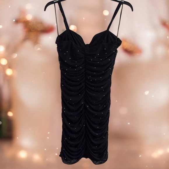 Refuge Black Ruched Party Ready Mini Dress - Picture 2 of 8